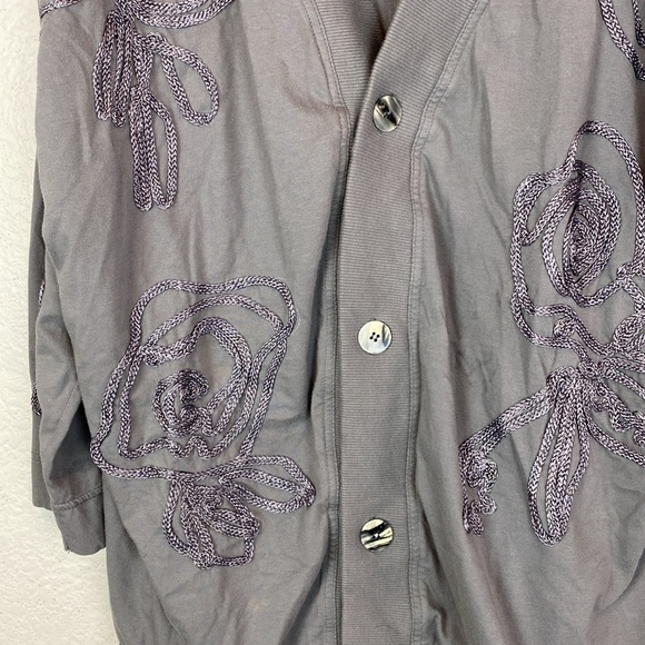 Gene ewing bis Vintage Grey embroidered floral open front cardigan - Picture 3 of 7